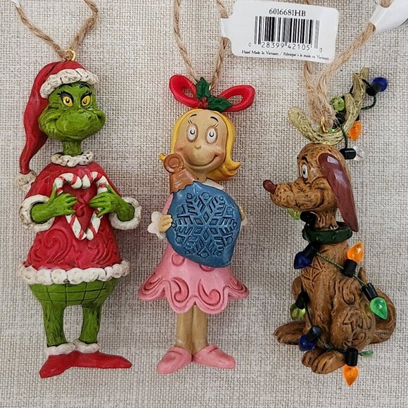 Jim Shore Grinch Ornament Set - Santa Grinch, Cindy Lou & Max the Dog - New NWT - Picture 2 of 4